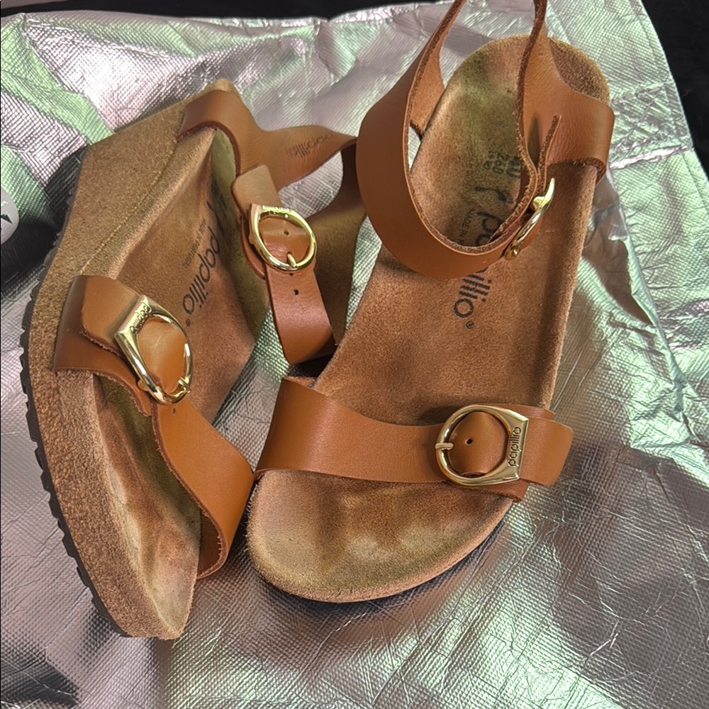 Papillio Tan Sandals with Adjustable Straps and Cork Footbed
